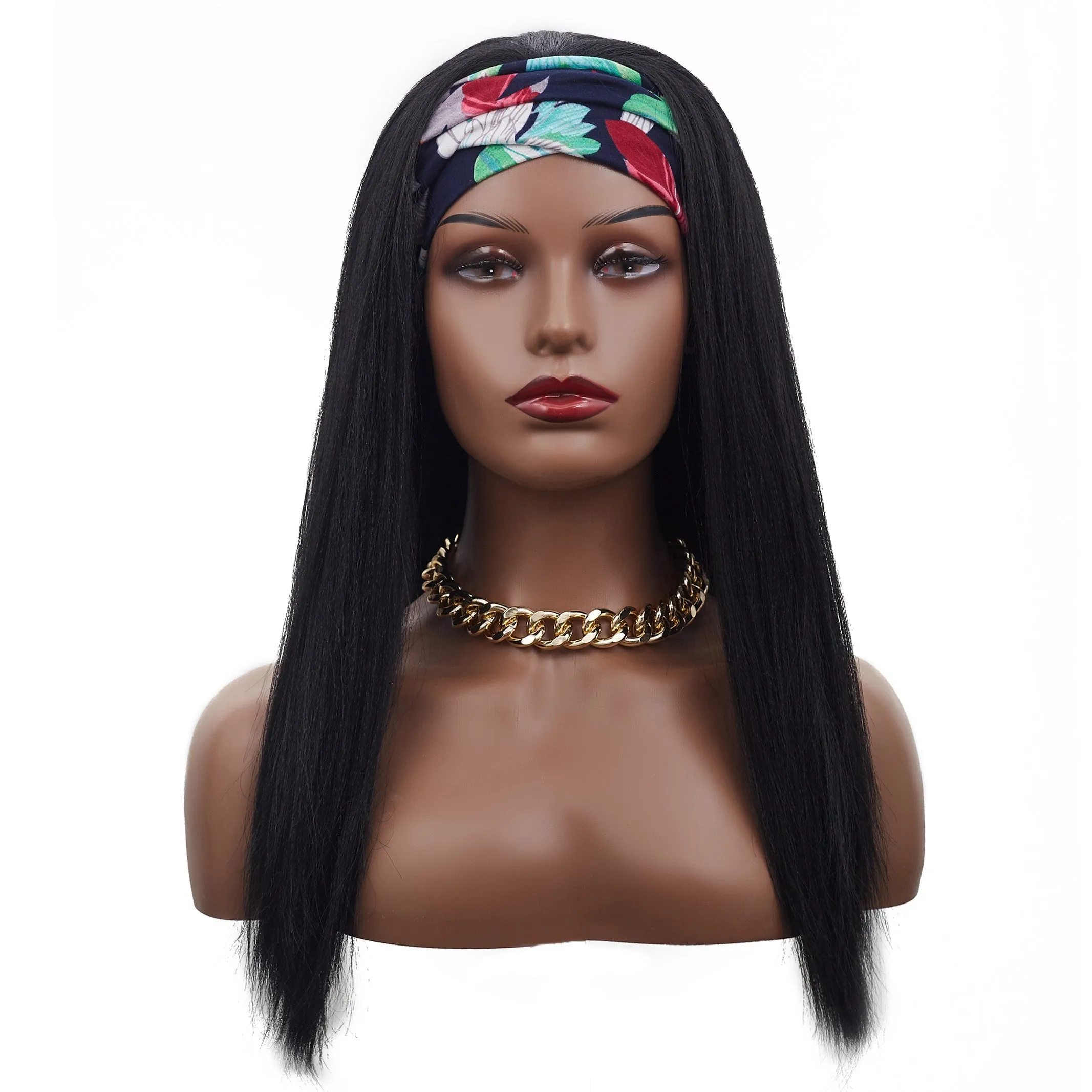 Skyla | Black Long Straight Synthetic Hair Yaki Headband Wig