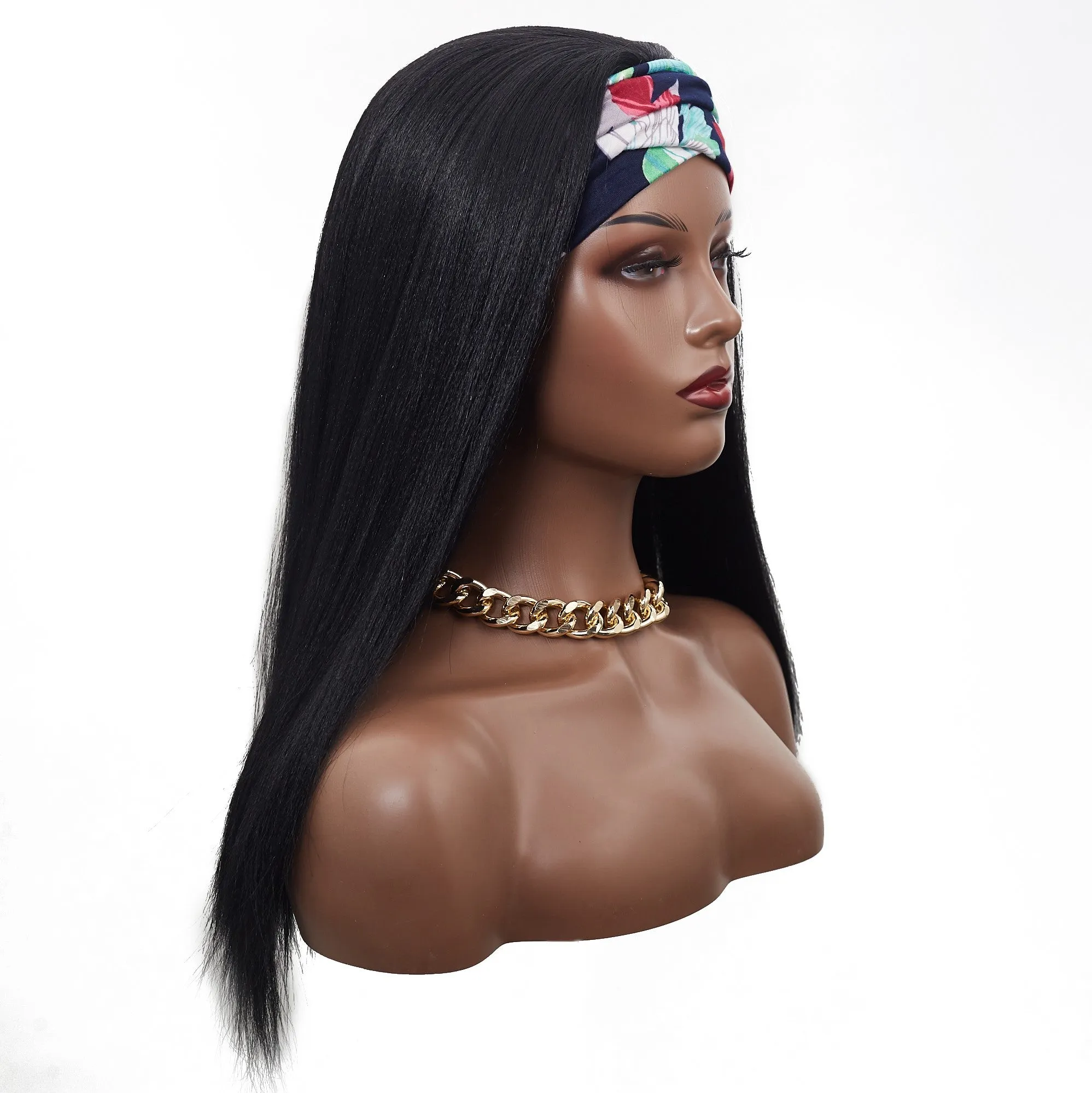 Skyla | Black Long Straight Synthetic Hair Yaki Headband Wig