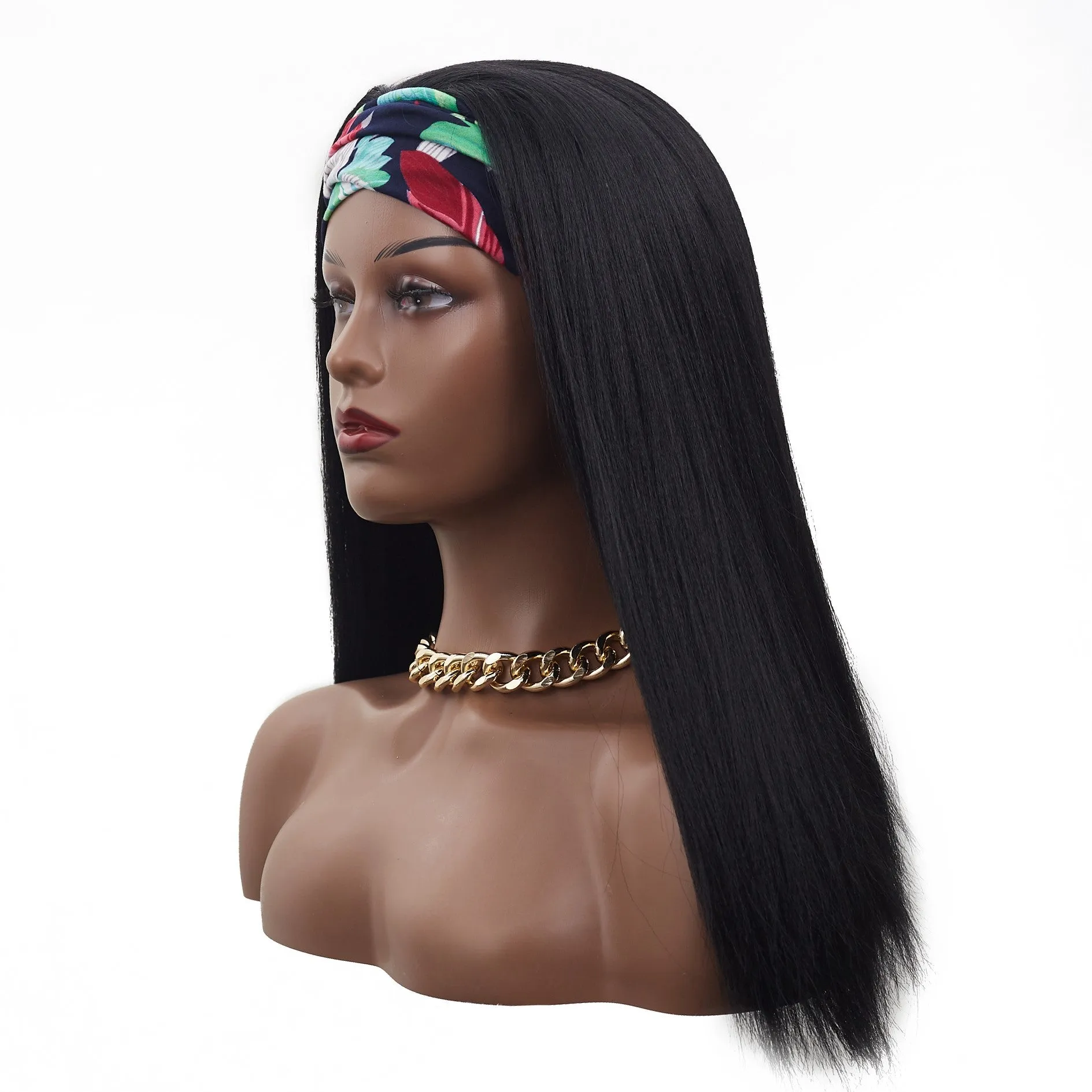 Skyla | Black Long Straight Synthetic Hair Yaki Headband Wig