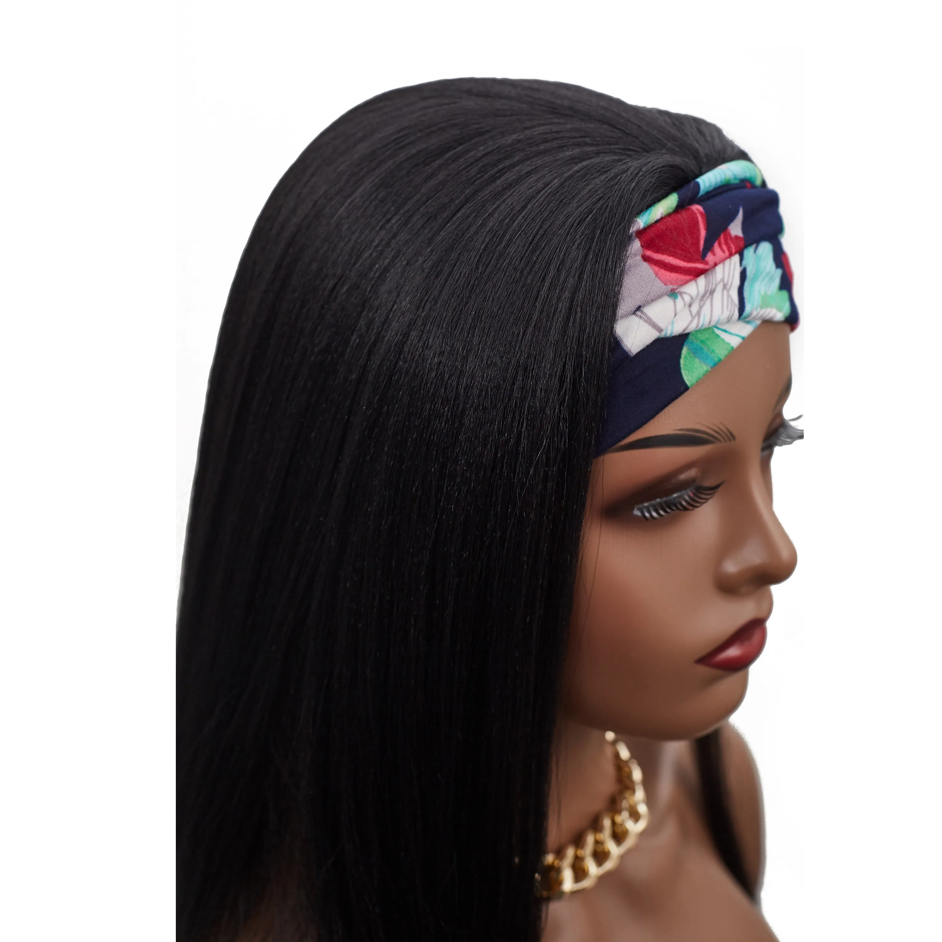 Skyla | Black Long Straight Synthetic Hair Yaki Headband Wig