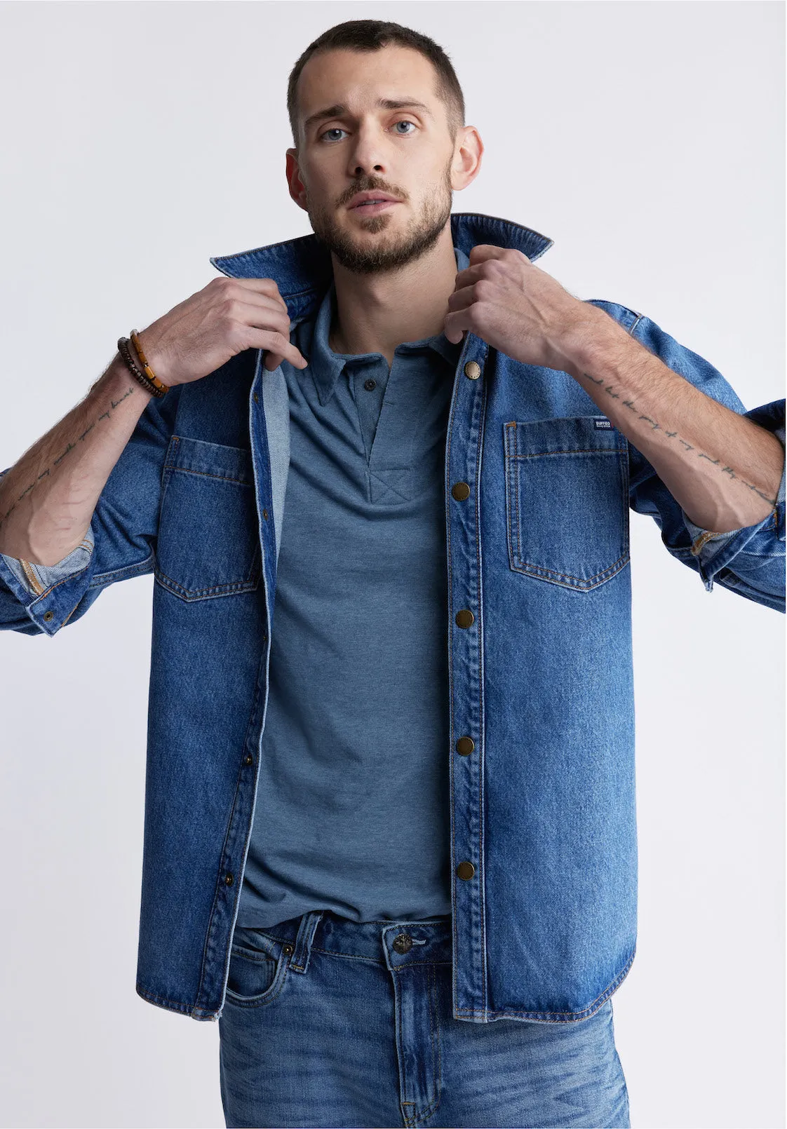 Sloan Men’s Long-Sleeve Denim Shirt in Authentic Blue - BM22976
