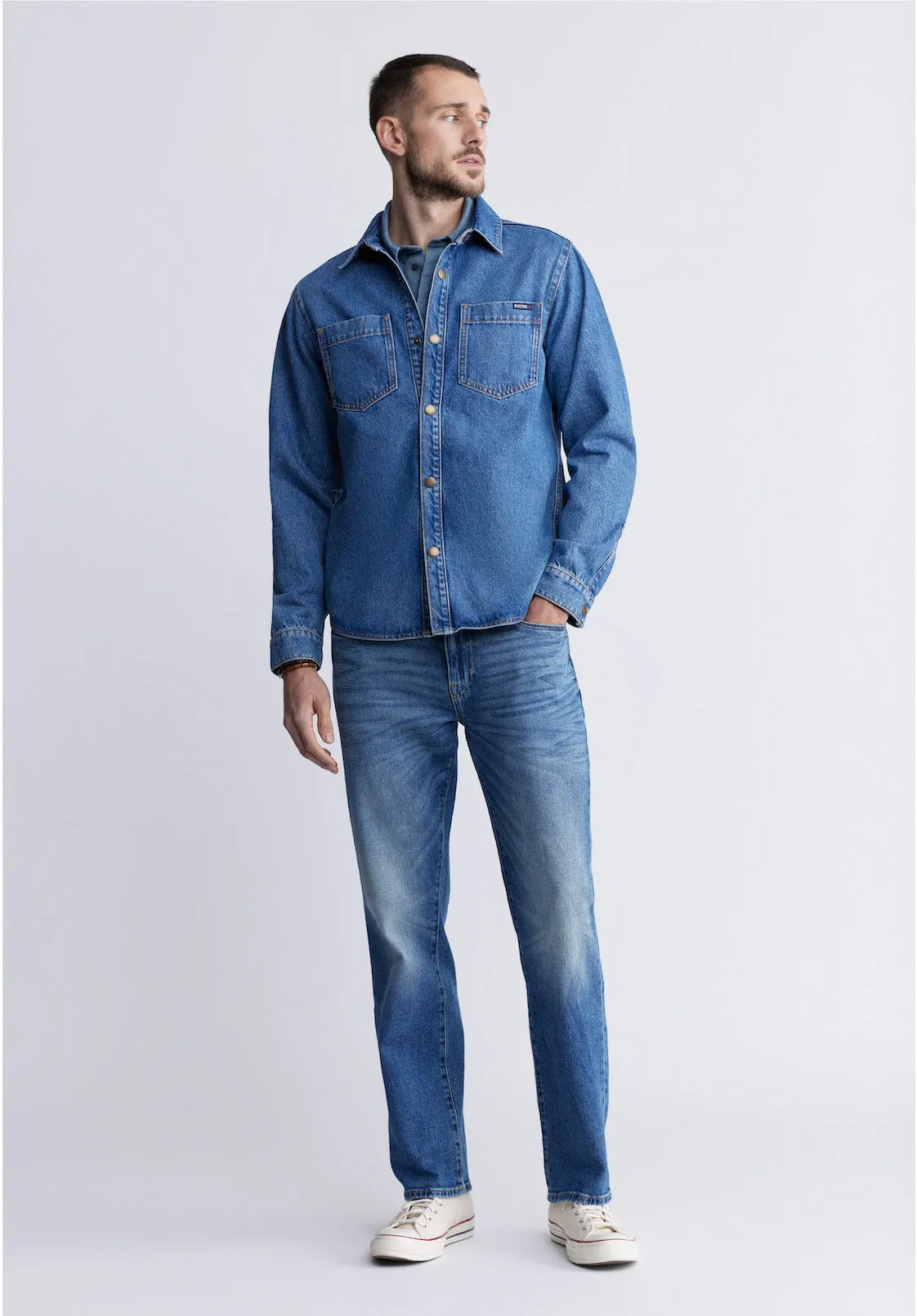 Sloan Men’s Long-Sleeve Denim Shirt in Authentic Blue - BM22976