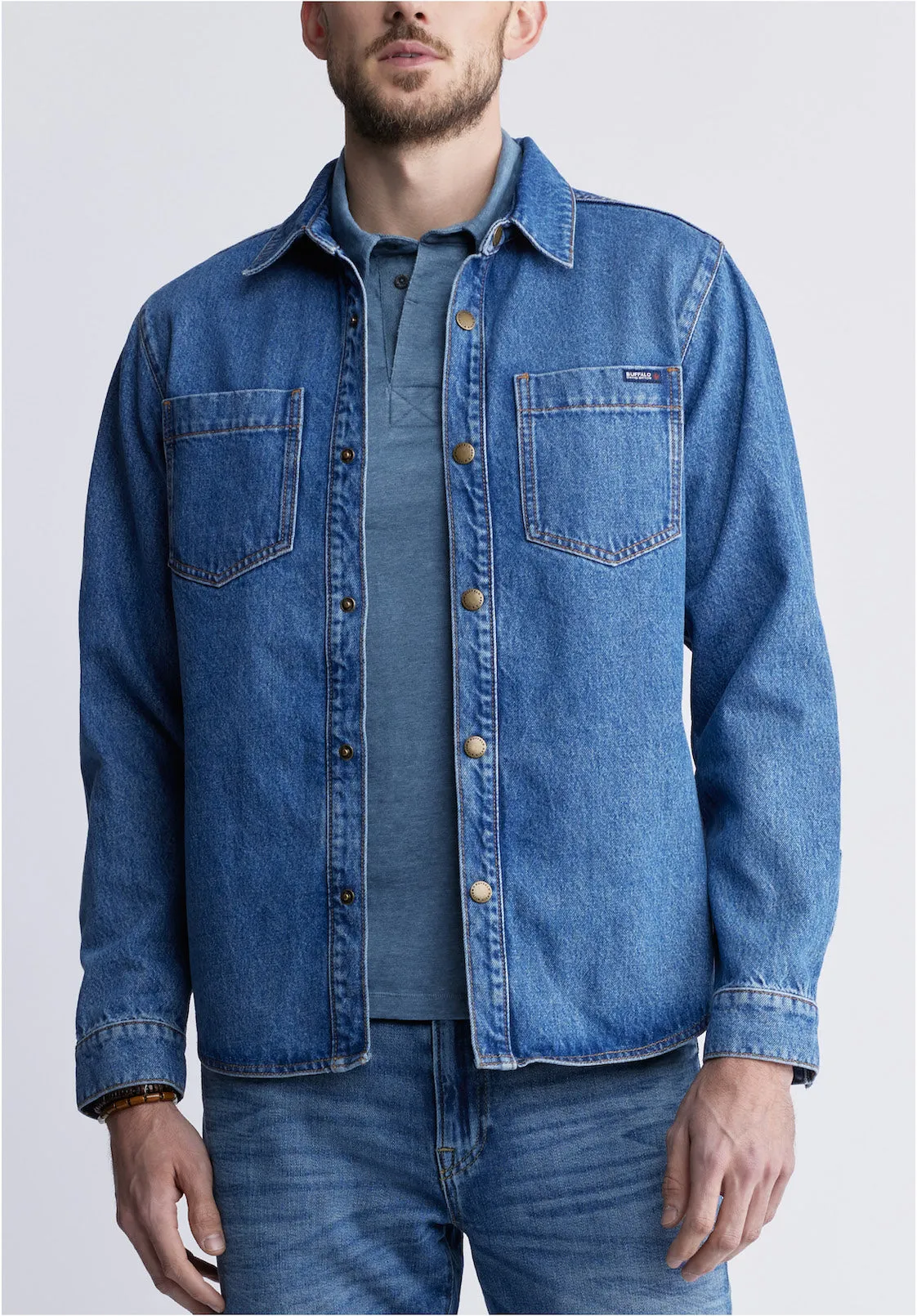 Sloan Men’s Long-Sleeve Denim Shirt in Authentic Blue - BM22976