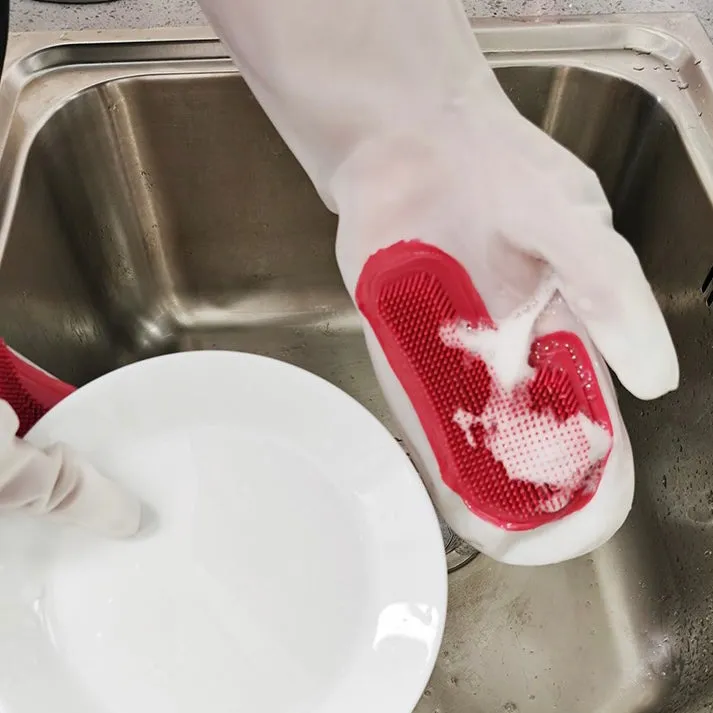 Smart Kitchen Dish Washing Silicone Gloves with Brush Head