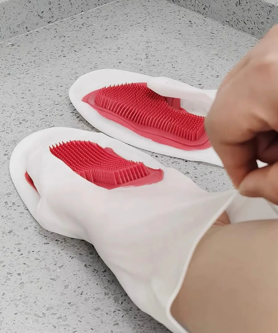 Smart Kitchen Dish Washing Silicone Gloves with Brush Head