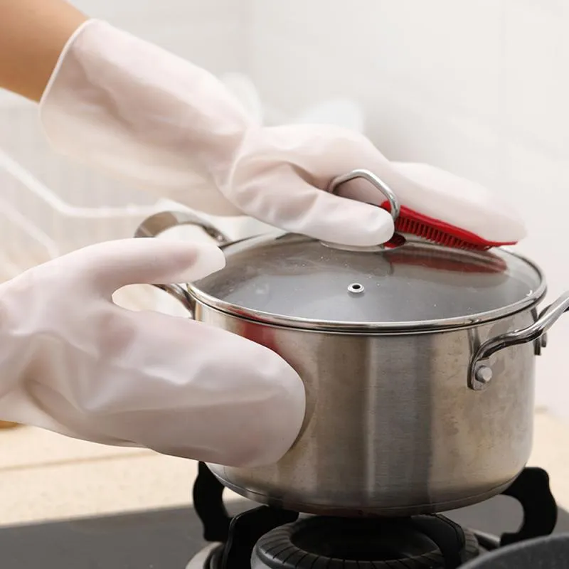 Smart Kitchen Dish Washing Silicone Gloves with Brush Head