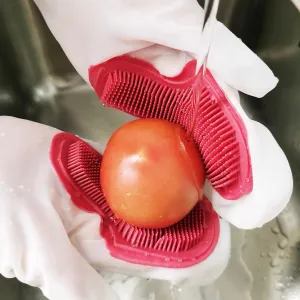 Smart Kitchen Dish Washing Silicone Gloves with Brush Head