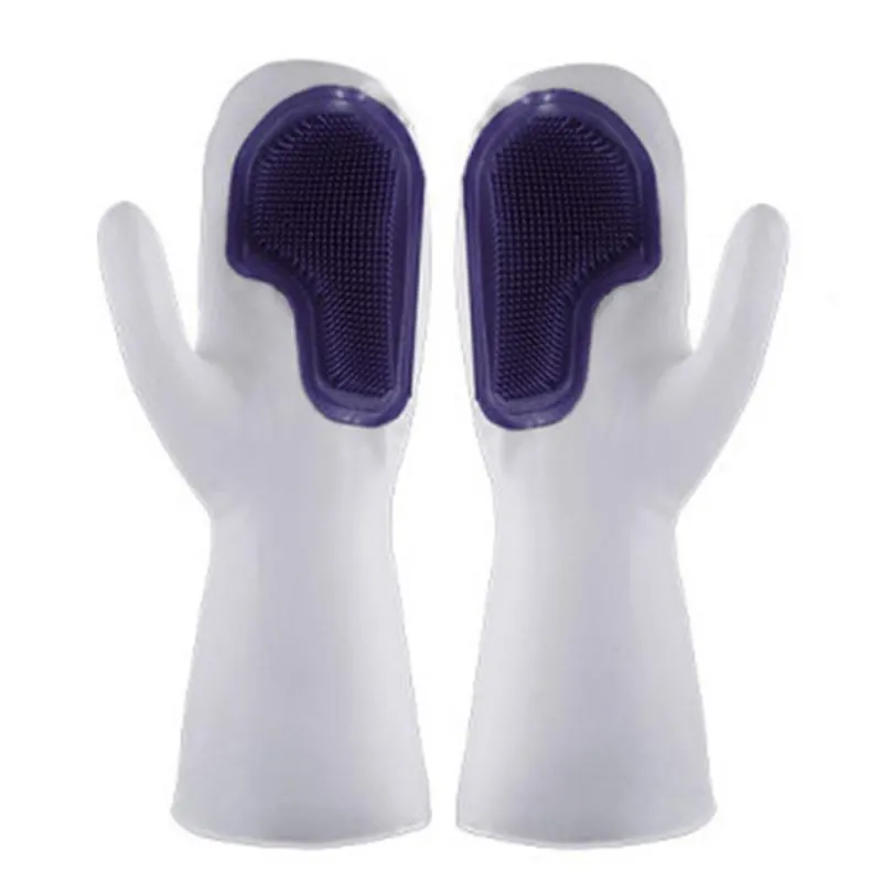 Smart Kitchen Dish Washing Silicone Gloves with Brush Head