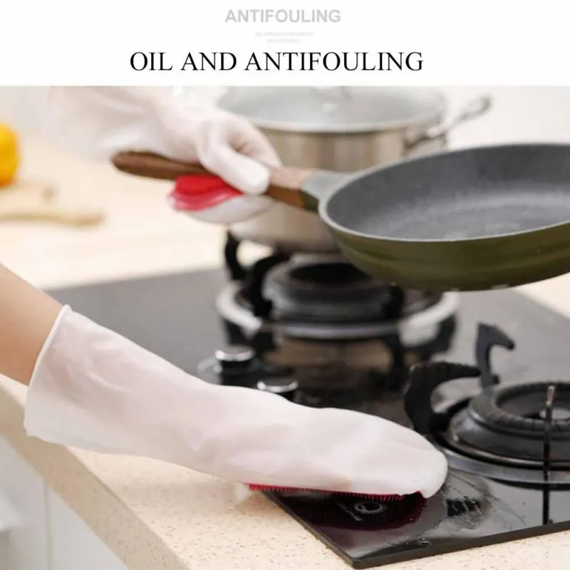 Smart Kitchen Dish Washing Silicone Gloves with Brush Head