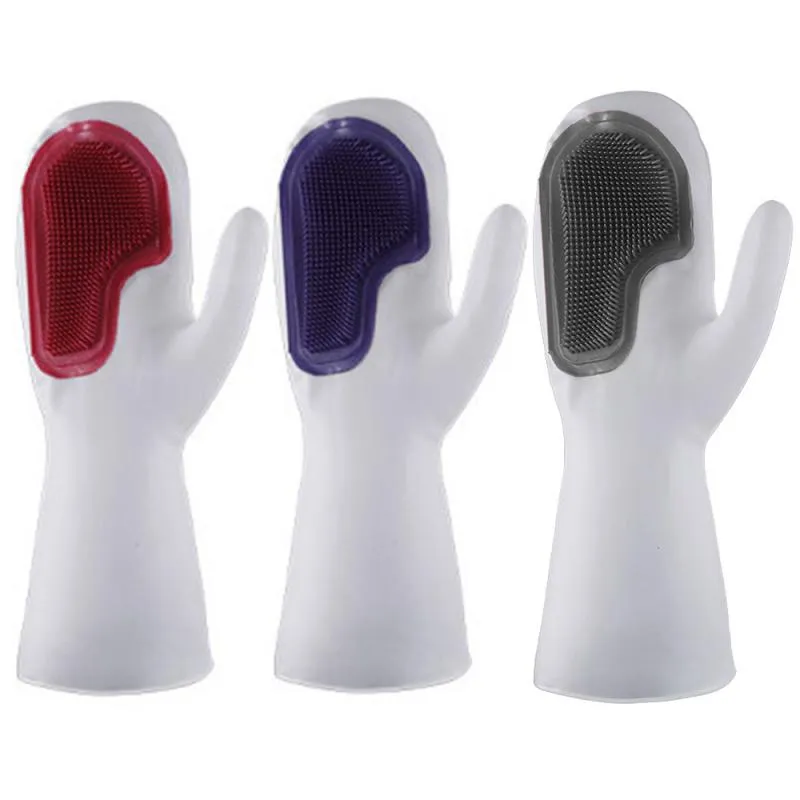 Smart Kitchen Dish Washing Silicone Gloves with Brush Head