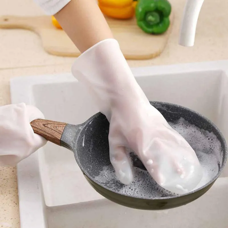 Smart Kitchen Dish Washing Silicone Gloves with Brush Head