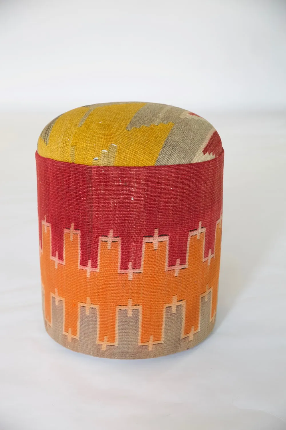 Solid Cylinder Shaped Kilim Stool