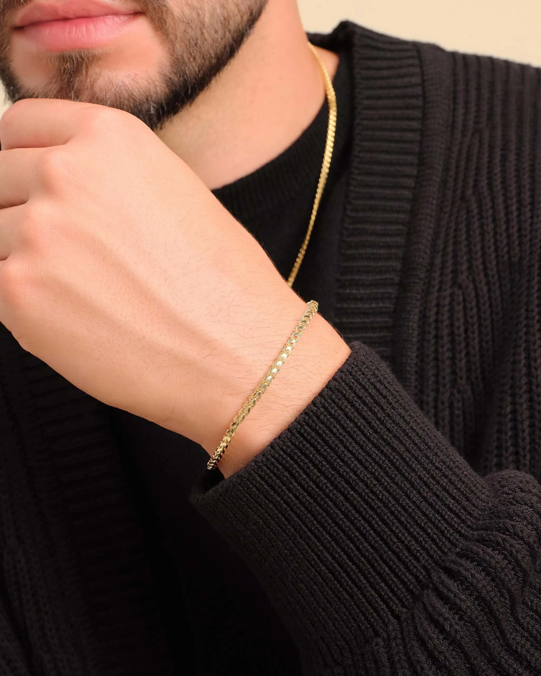 Solid Gold Franco Bracelet - 3mm