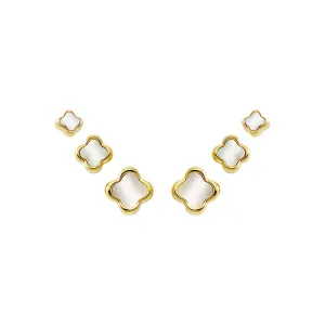 Solid Graduated Clover Stud Earring Combo Set