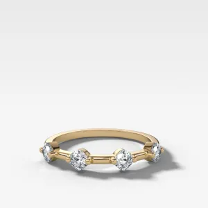 Spaced Compass Wedding Band with Four Cushion Cuts