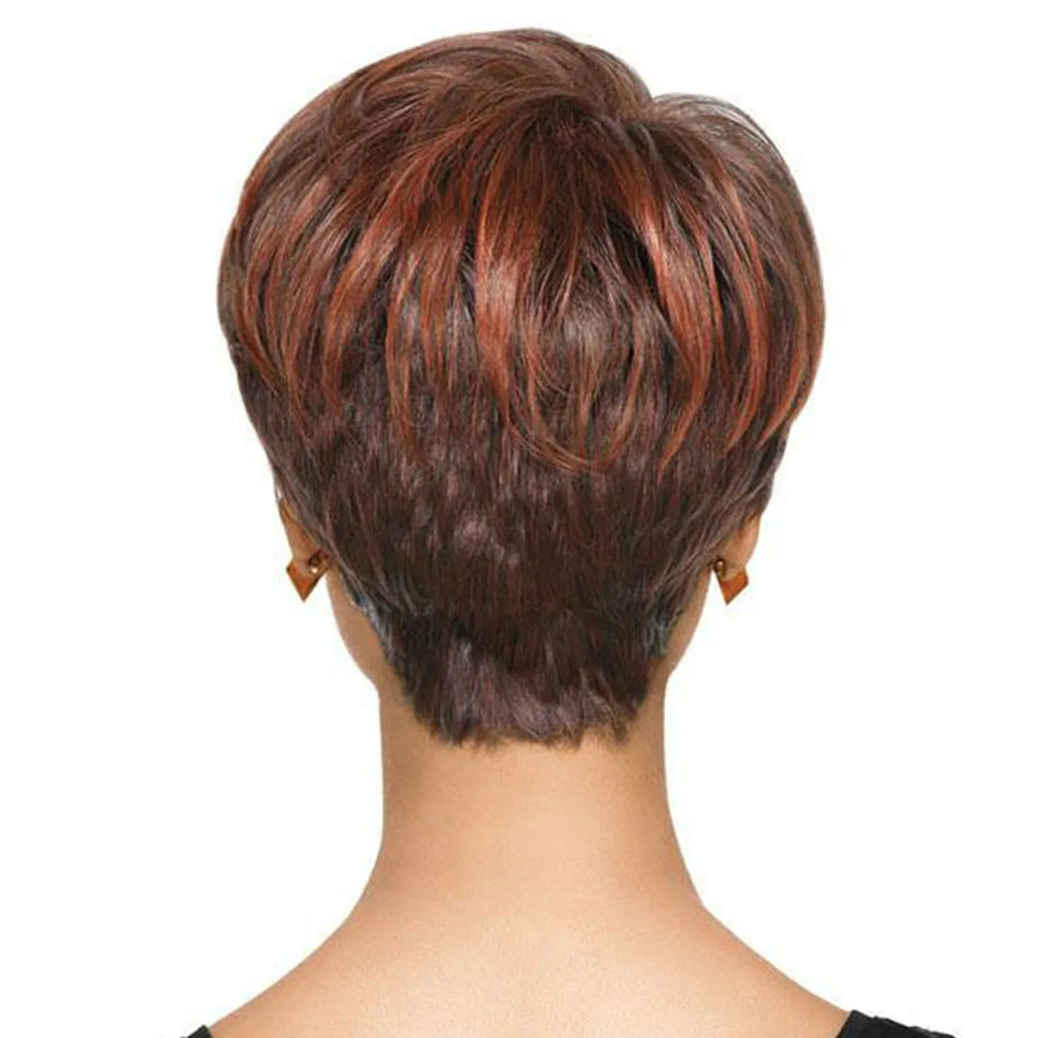 Sparky | Brown Short Pixie Cut Wavy Synthetic Hair Wig With Bangs