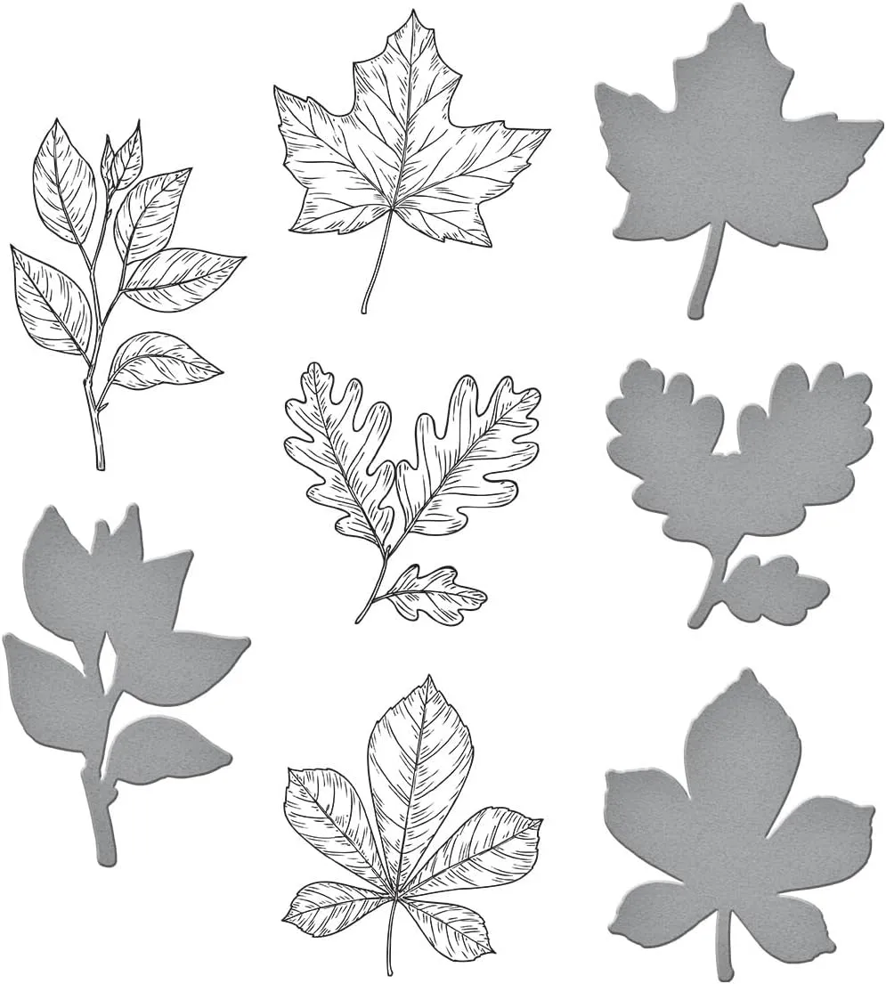 Spellbinders Autumn Leaves Press Plate & Die Set -  17 Cutting Dies