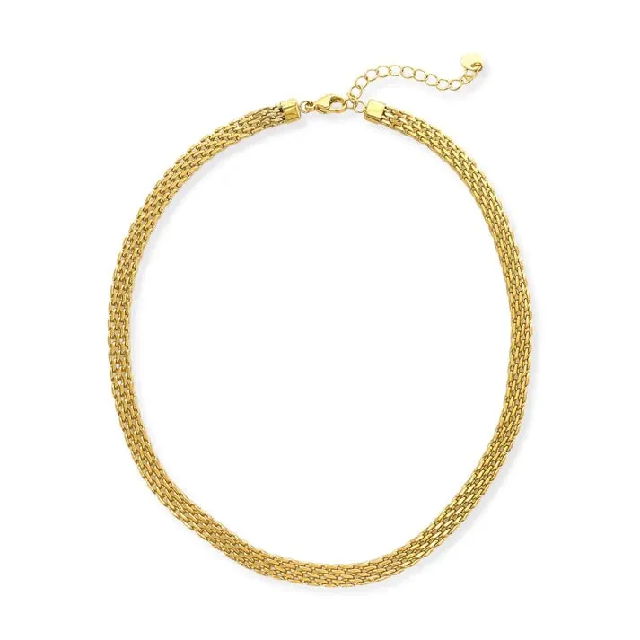 Stainless Steel Woven Necklace in Gold S1N015G