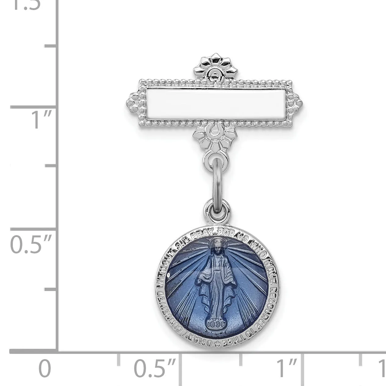 Sterling Silver Enameled Miraculous Medal Pin