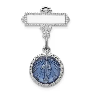 Sterling Silver Enameled Miraculous Medal Pin