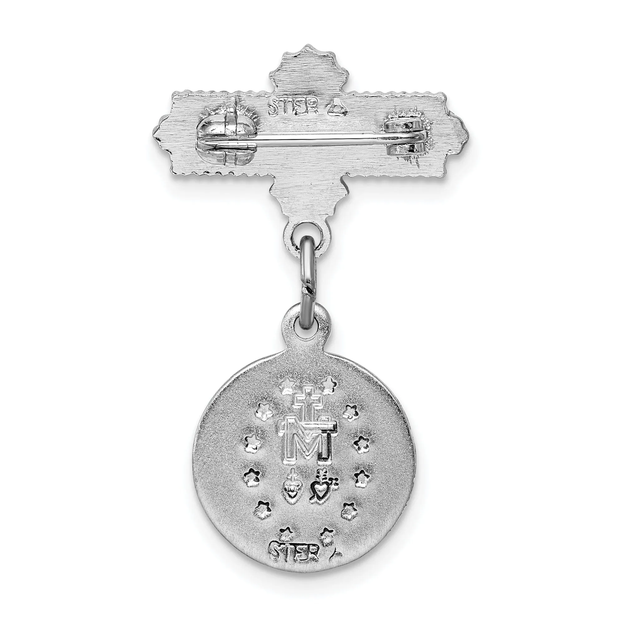 Sterling Silver Enameled Miraculous Medal Pin