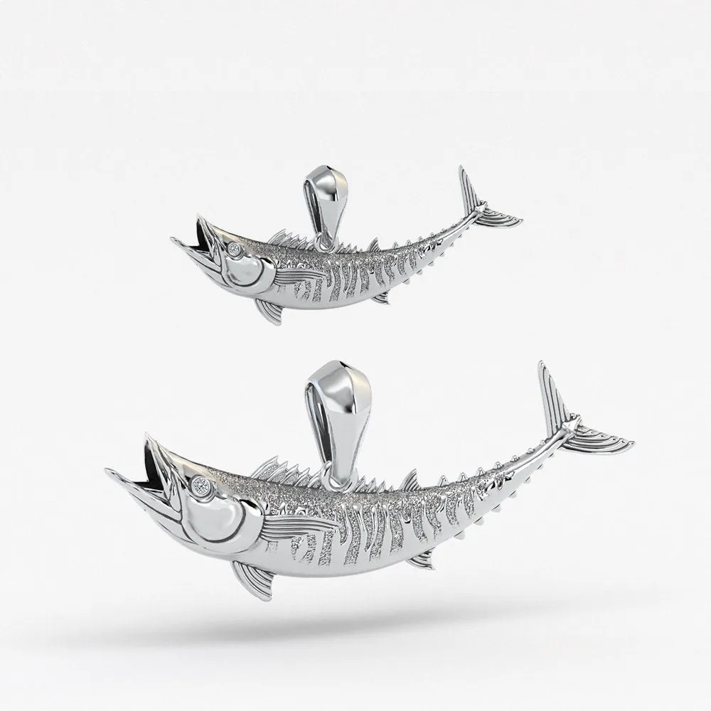 Sterling Silver Wahoo Pendant with Genuine Diamond Eyes designed by TinyBling