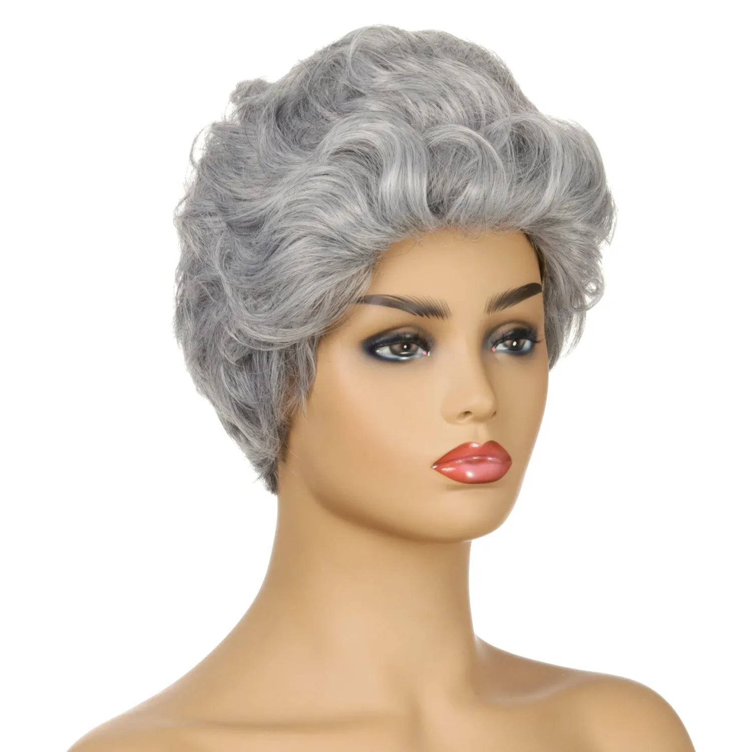 Sue | Grey Short Pixie Cut Curly Synthetic Hair Wig