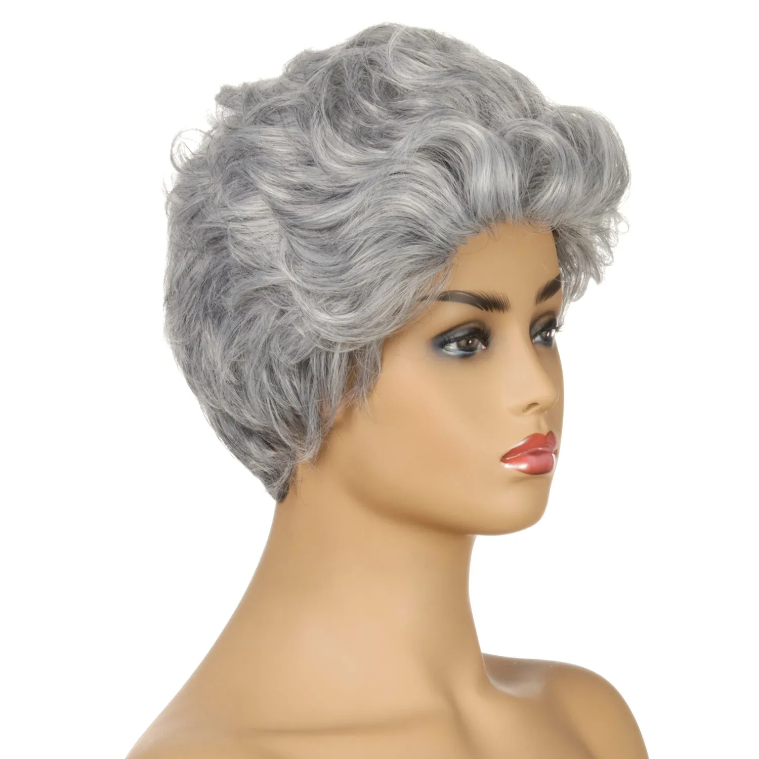 Sue | Grey Short Pixie Cut Curly Synthetic Hair Wig