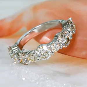 Sun & Moon Half Eternity Natural Round cut Diamond Wedding Band
