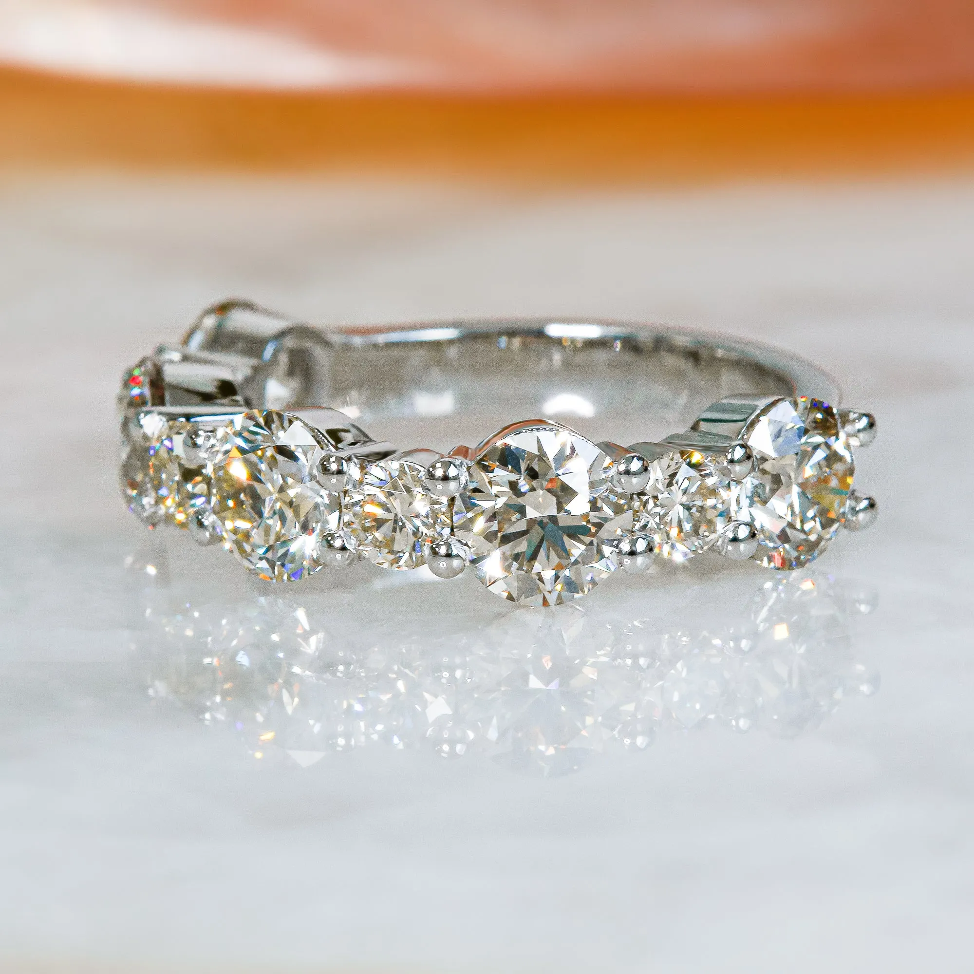 Sun & Moon Half Eternity Natural Round cut Diamond Wedding Band