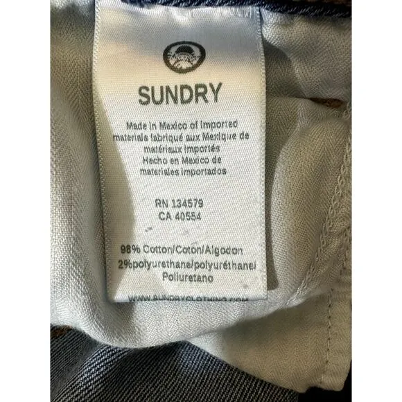 SUNDRY Women's Embroidered Love Rainbow Cropped Denim Jeans Blue Size 27