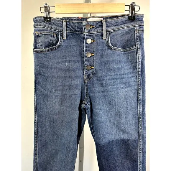 SUNDRY Women's Embroidered Love Rainbow Cropped Denim Jeans Blue Size 27