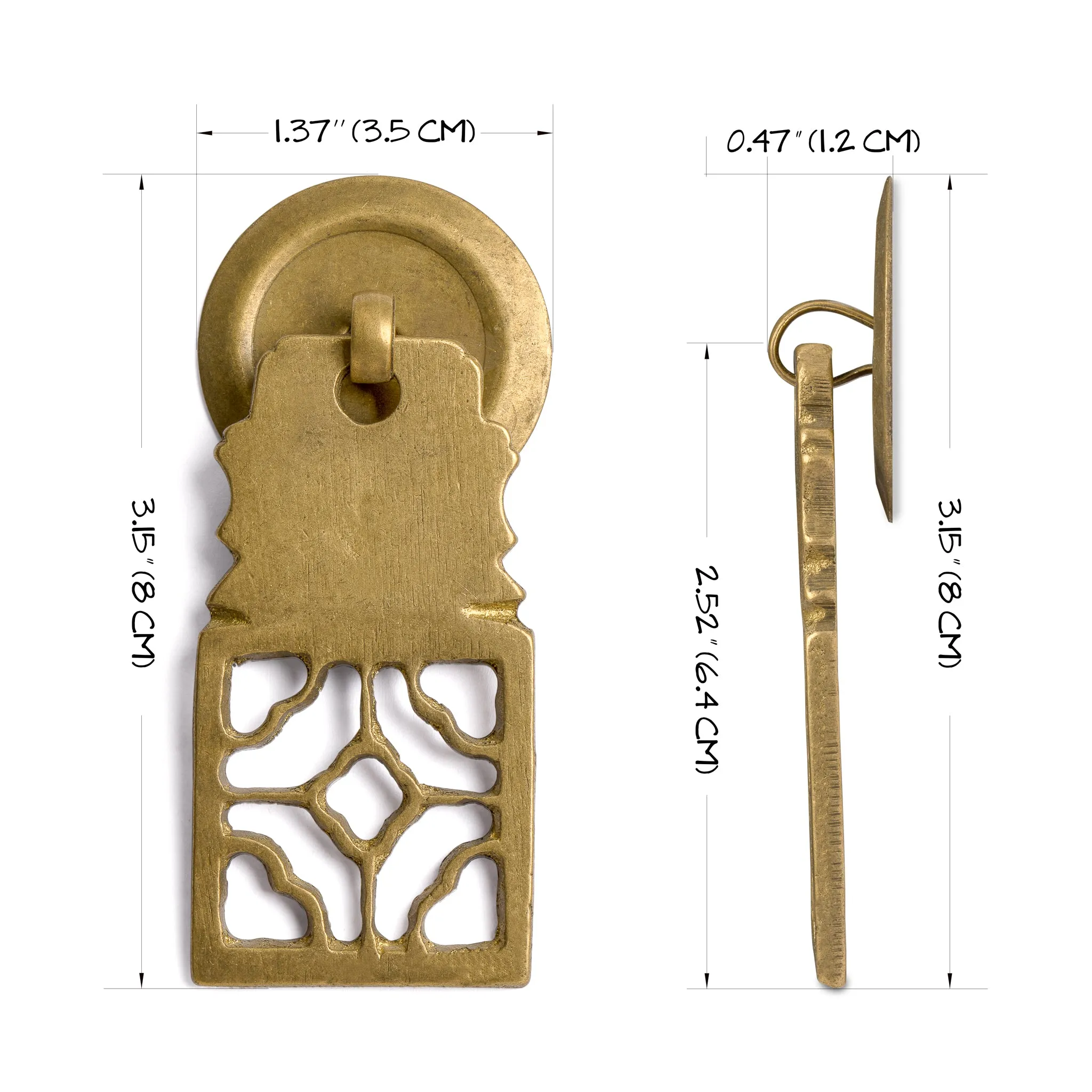 Symmetrical Elegance Brass Hardware Pulls 3.2" - Set of 2