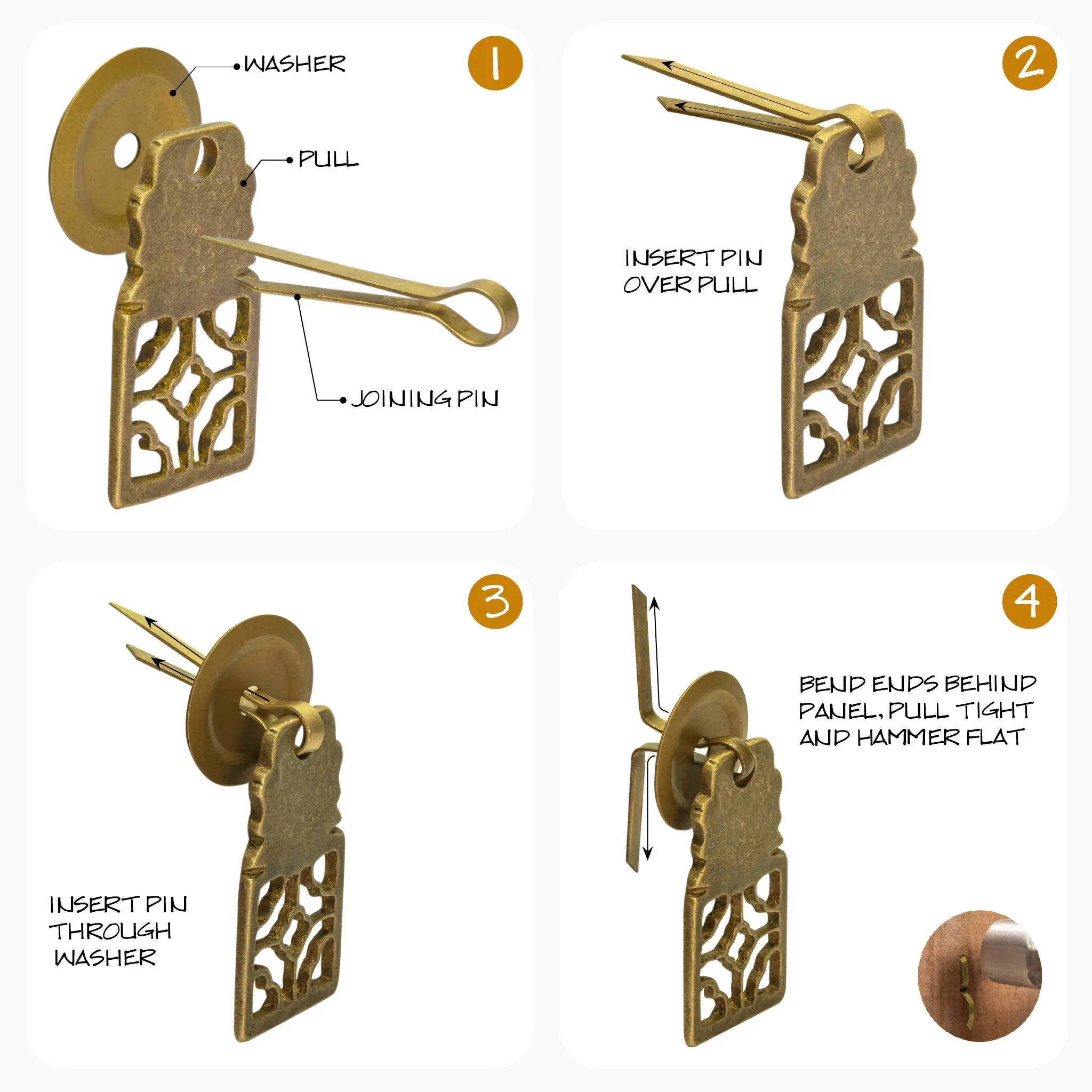 Symmetrical Elegance Brass Hardware Pulls 3.2" - Set of 2