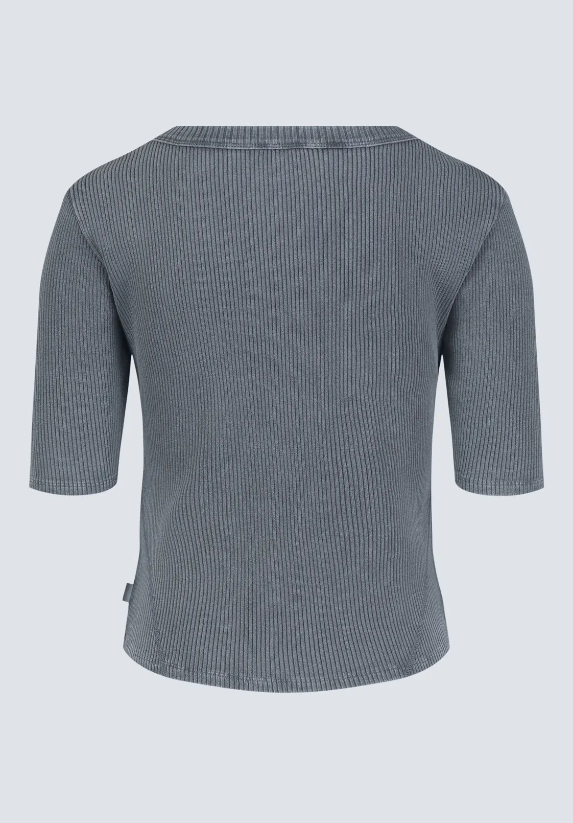Tabbey Women's Elbow-Length Sleeve Ribbed Top, Raven Grey  - KT0152F