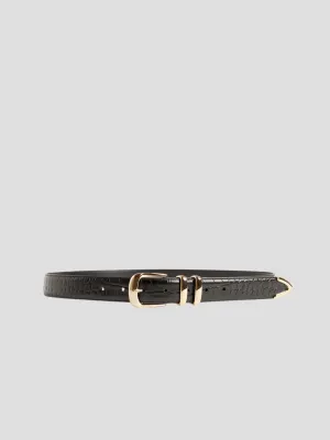 The Jordan Croc Embossed Belt in Brown and Gold