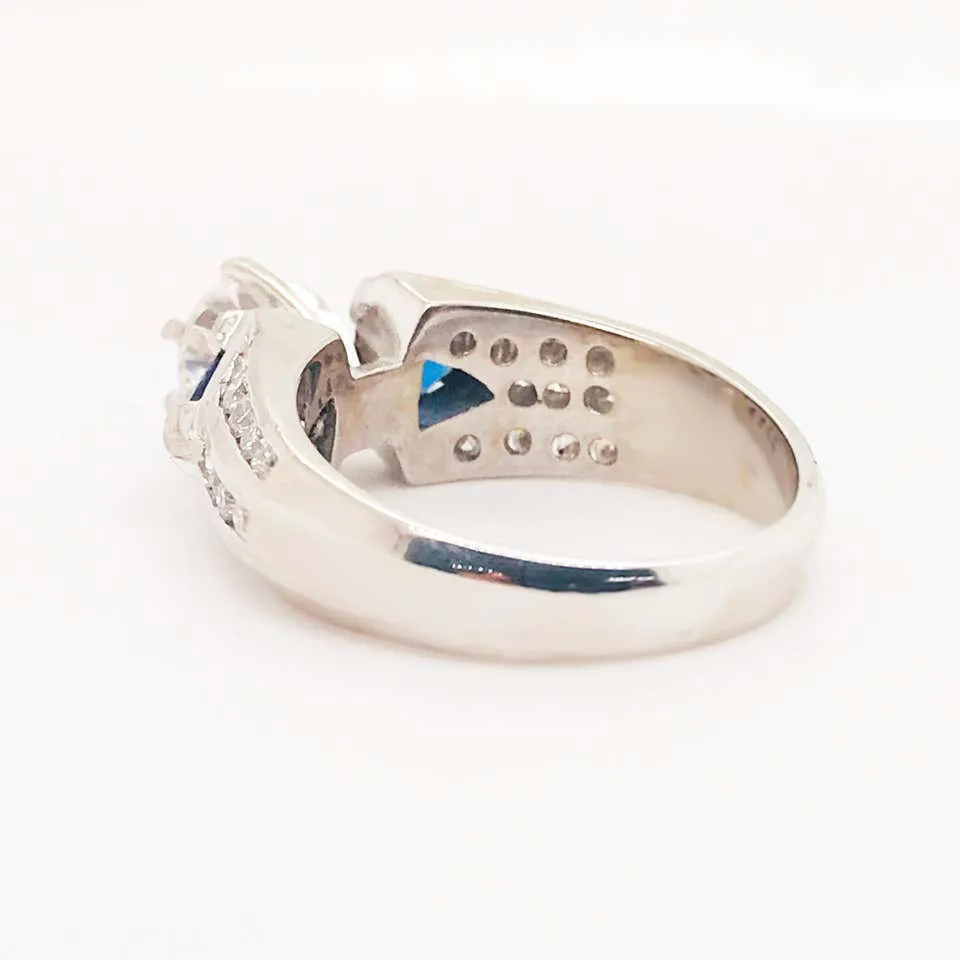 Three-Stone Diamond & Blue Sapphire Ring