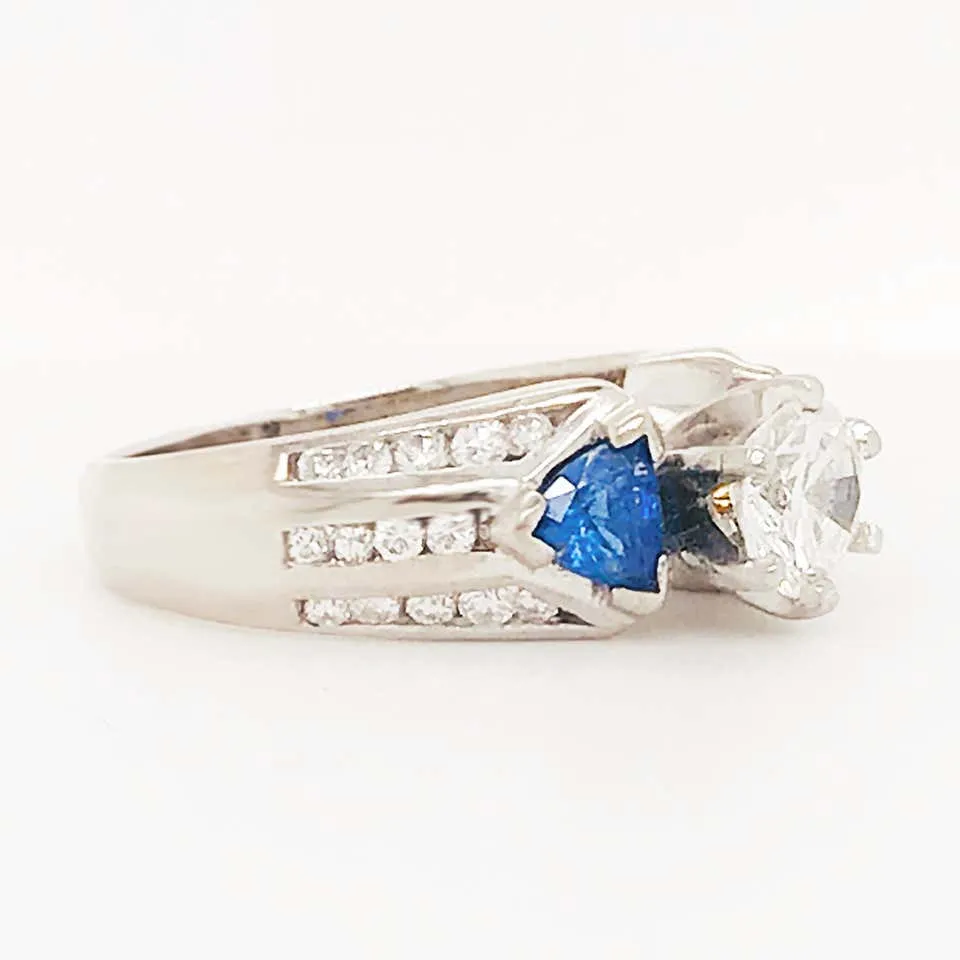 Three-Stone Diamond & Blue Sapphire Ring