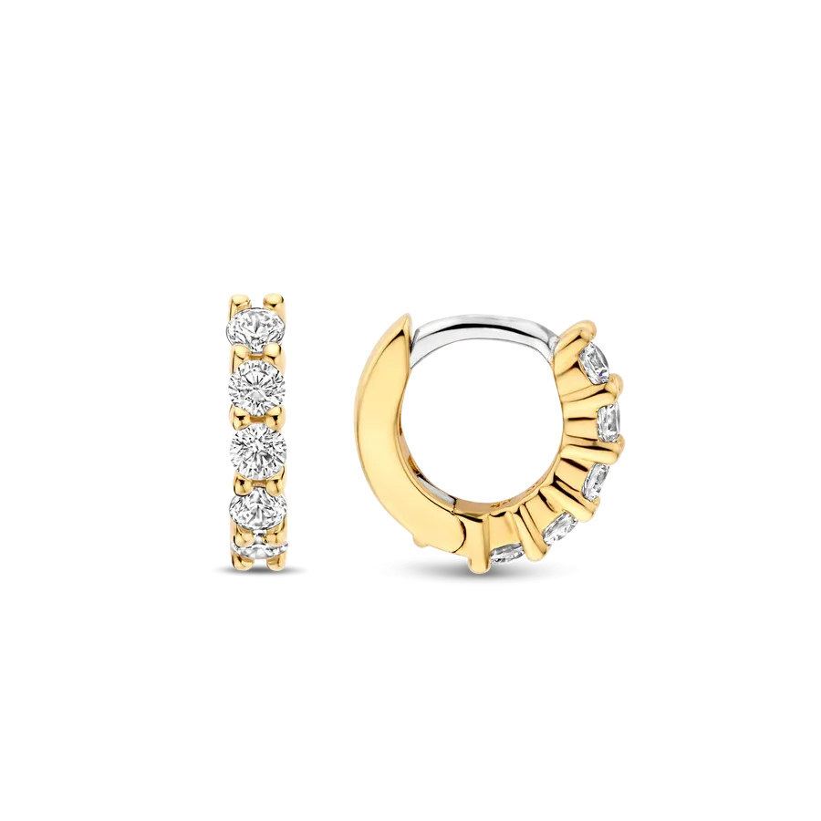 Ti Sento Milano 10mm Zirconia Gold Huggie Hoops