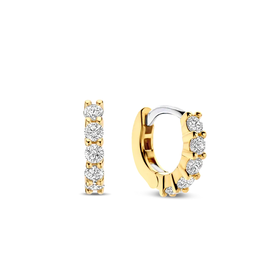 Ti Sento Milano 10mm Zirconia Gold Huggie Hoops