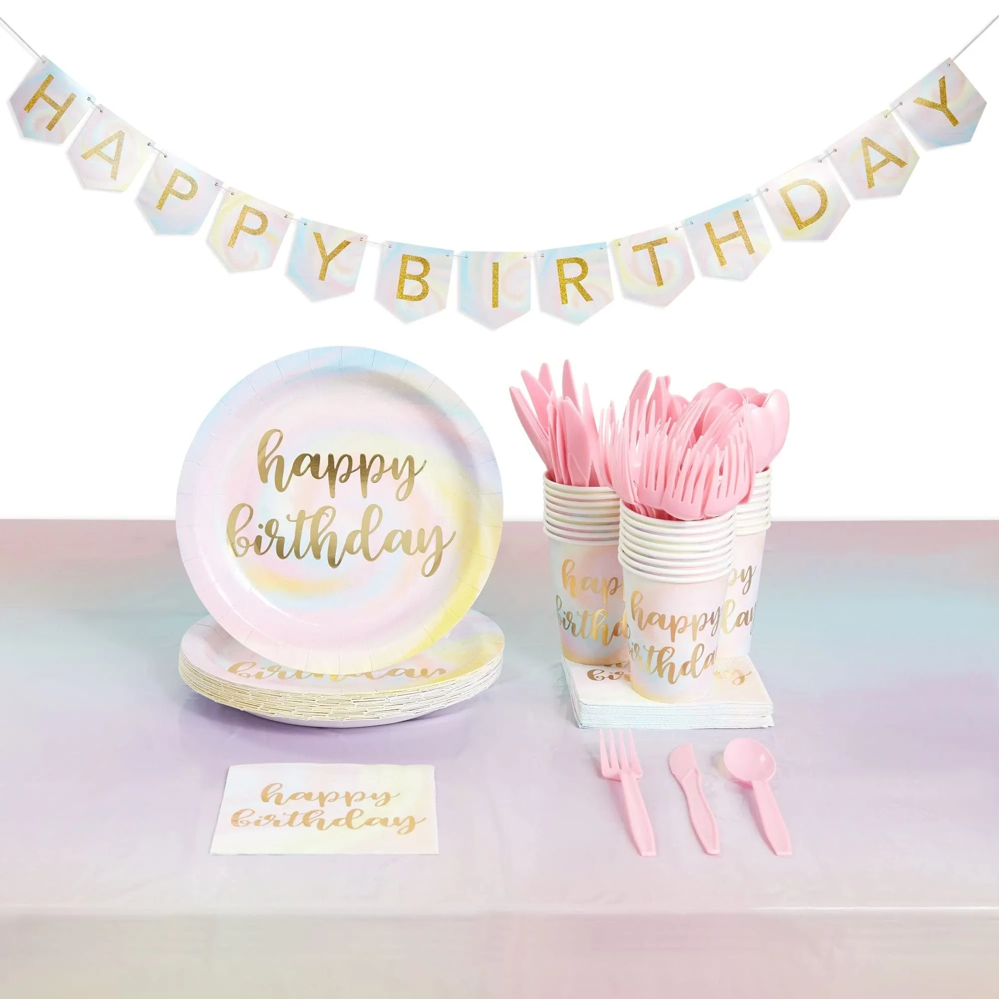 Tie Dye Birthday Party Supplies Dinnerware Set Decorations (Serves