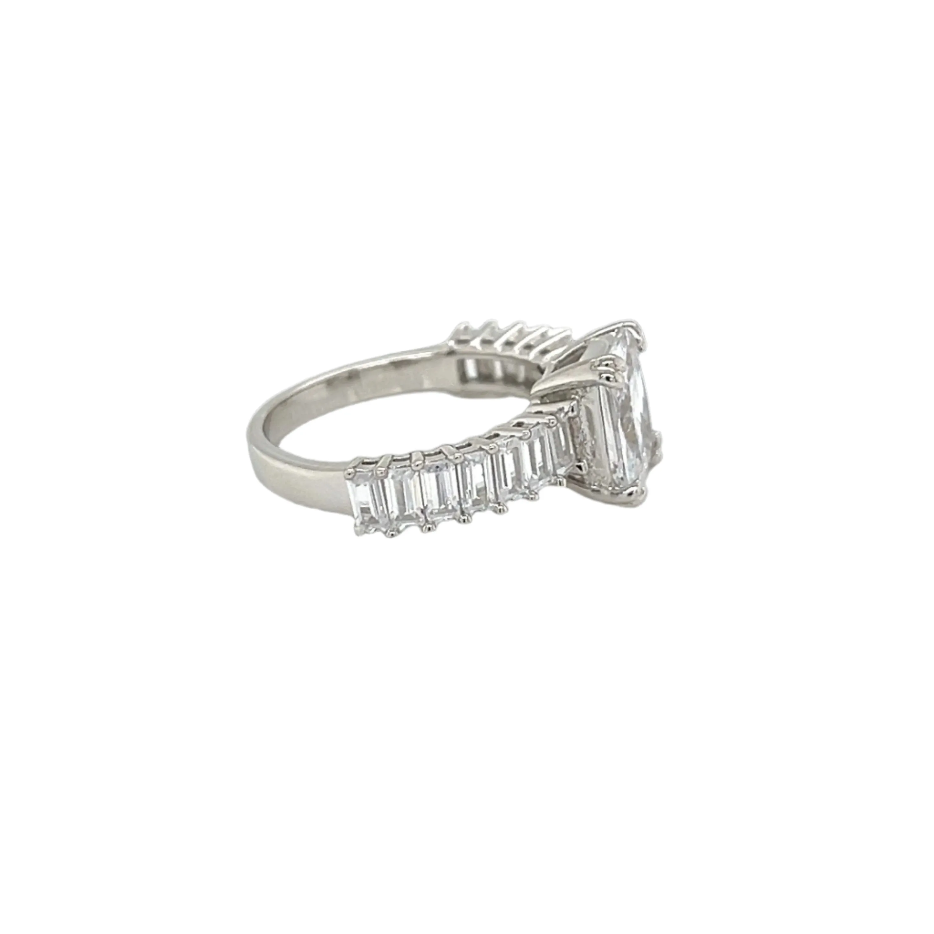 Timeless Radiant Cut Silver Ring with Baguette Cubic Zirconia - C102799