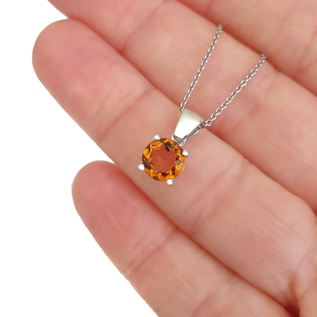 Timeless Solitaire Citrine Round Cut Pendant