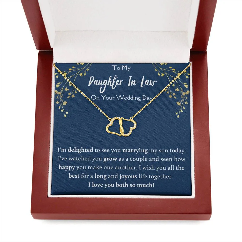 To My Daughter In Law On Your Wedding Day Infinity Hearts Necklace