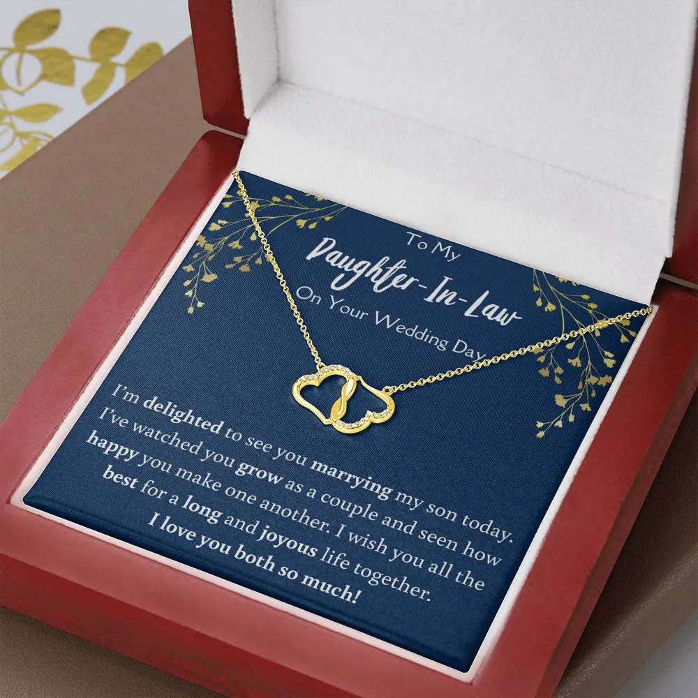 To My Daughter In Law On Your Wedding Day Infinity Hearts Necklace