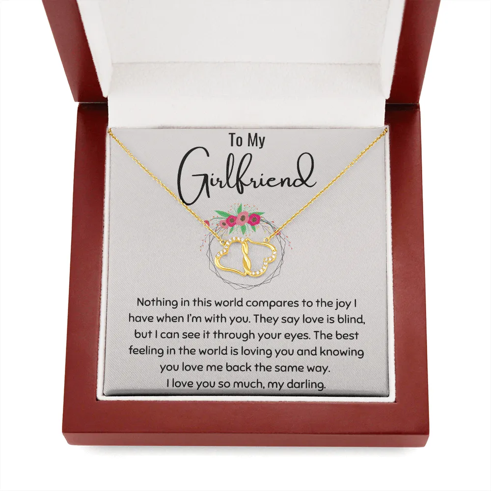 To My Girlfriend 10k Solid Gold Infinity Hearts Necklace