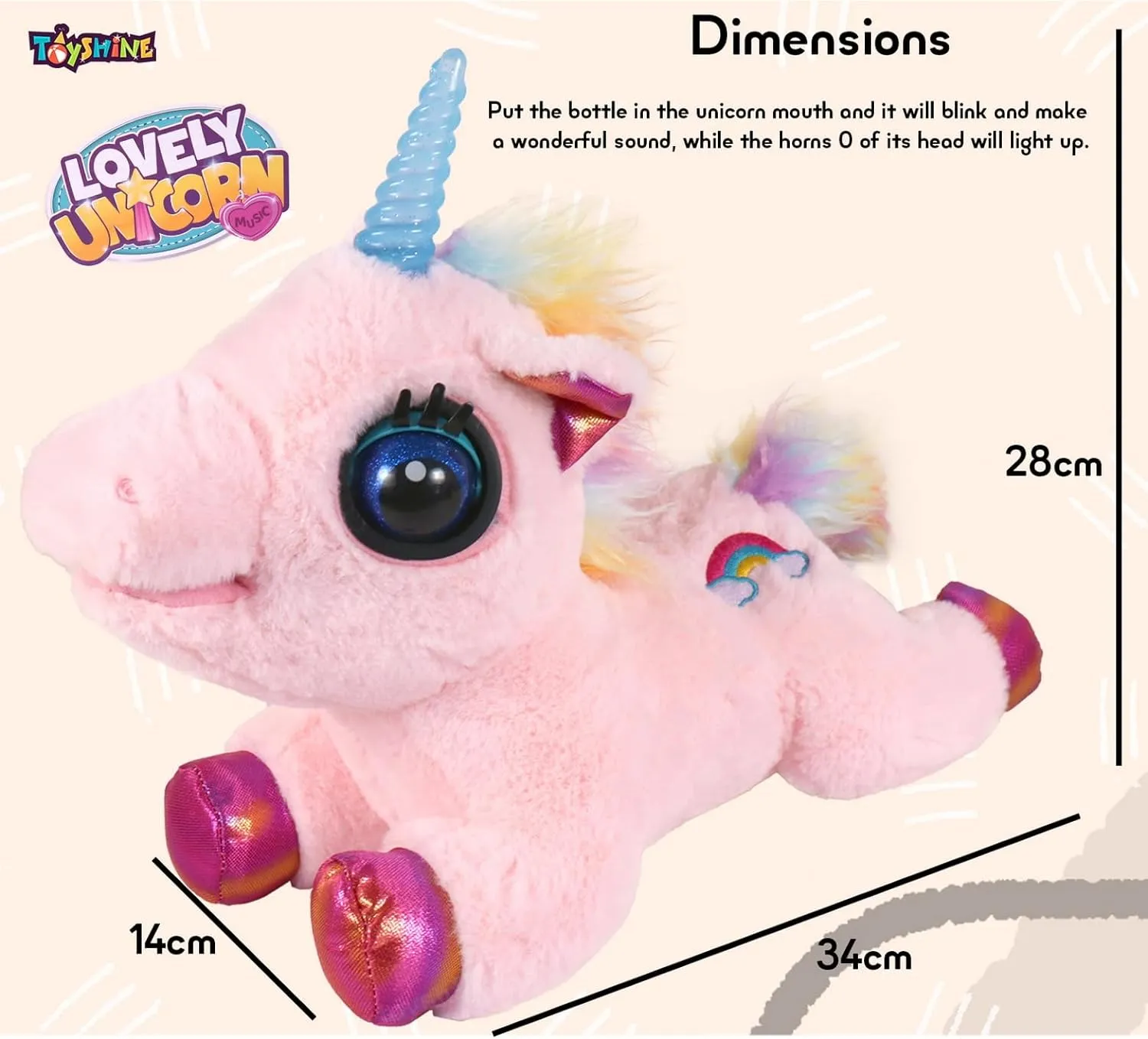 Toyshine Musical Light up Unicorn Stuffed Animal Glowing Singing Plush Toys Decor Birthday Christmas Children's Day Gifts for Toddlers Boy Girls Kids - Pink