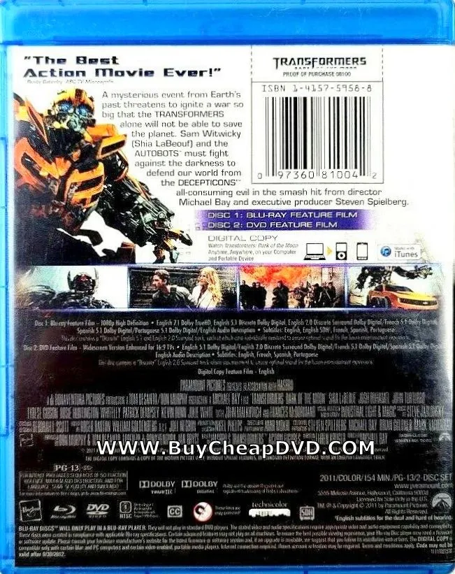 Transformers: Dark of the Moon Blu-ray  DVD   Digital Copy (3-Disc Set) (Free Shipping)