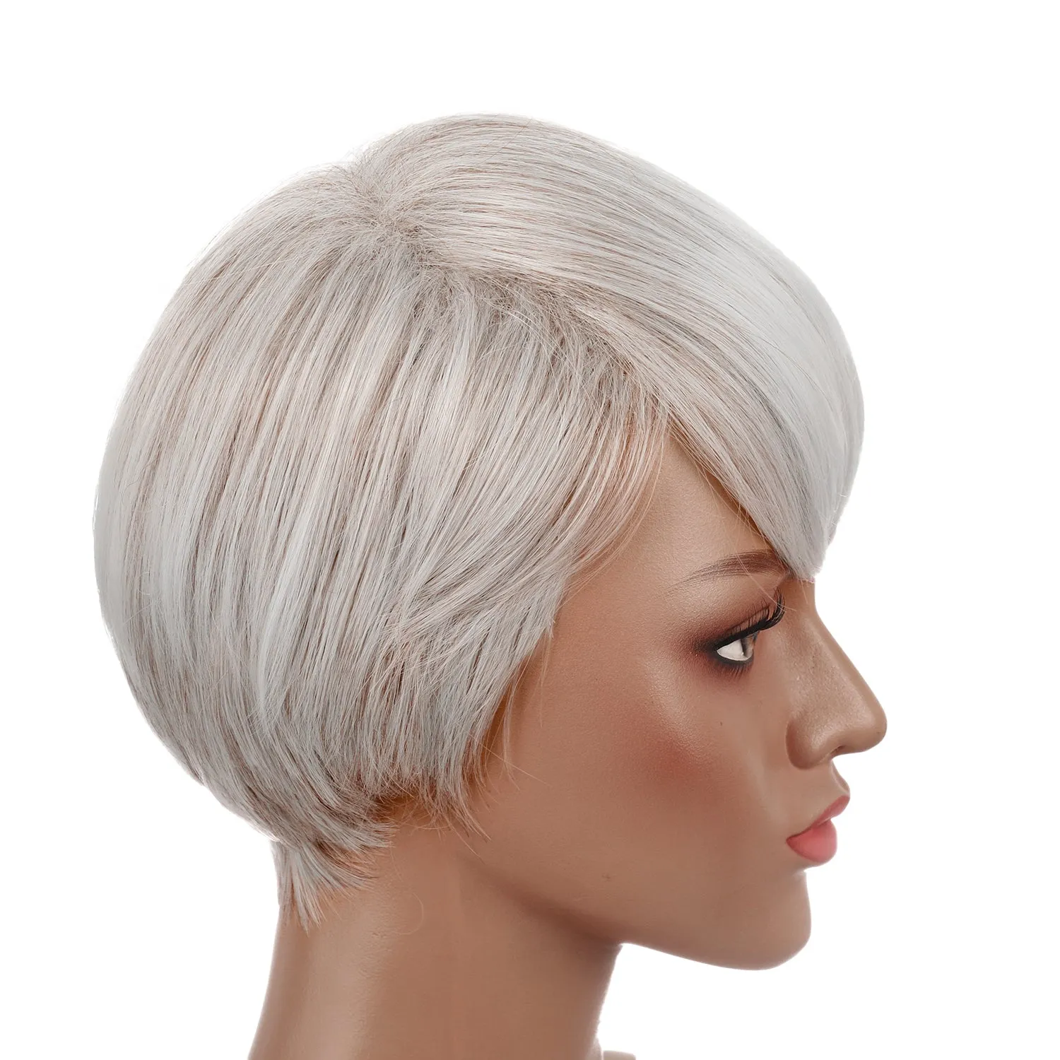 Trianna | Silver Short Pixie Cut Wavy Synthetic Hair Wig with Bangs