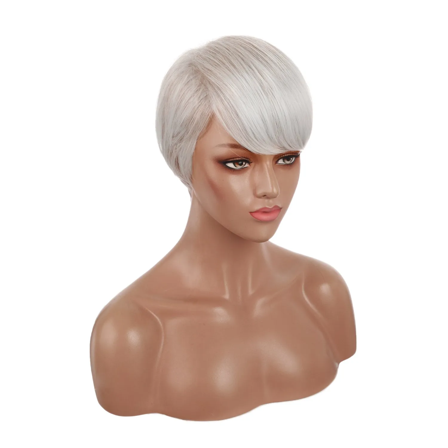 Trianna | Silver Short Pixie Cut Wavy Synthetic Hair Wig with Bangs